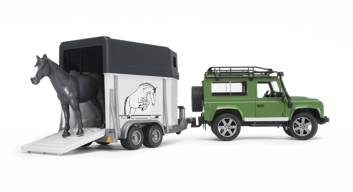 Bruder 02592 Land Rover Defender w/ Horse Trailer and Horse 26.10.10 –  Bruder Toy Shop