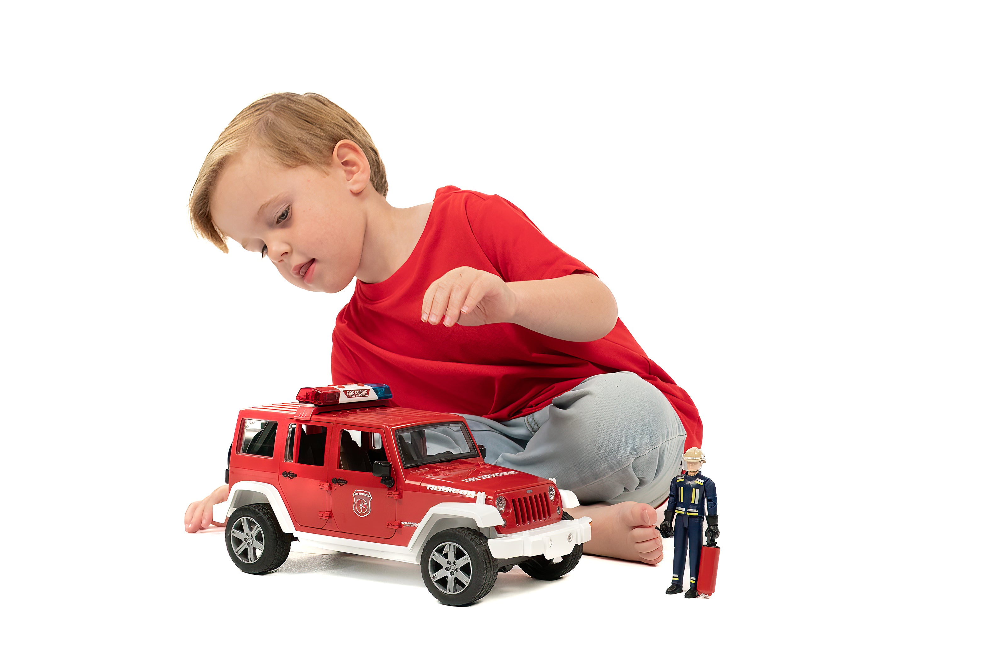 Jeep Wrangler Rubicon Unlimited fire dept vehicle with – Bruder