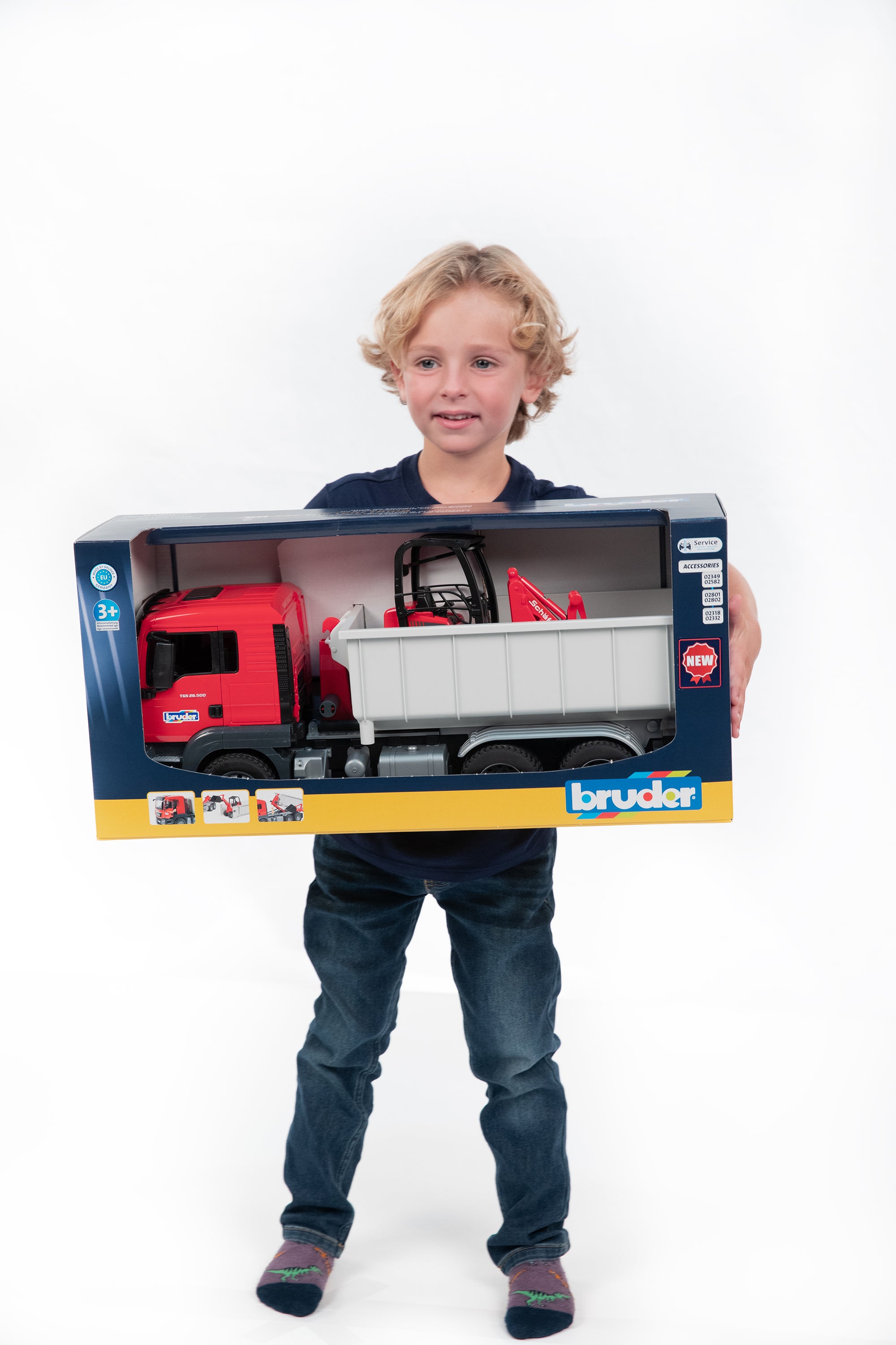 Bruder 03767 Man TGS Truck with Roll-Off Container and Schaffer Compact Loader 24.12.8
