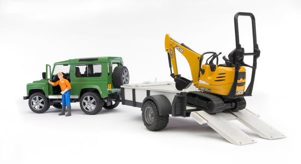Bruder 02593 Land Rover Defender Station Wagon with Trailer, JCB Micro Excavator, Figure 26.10.10 Hover