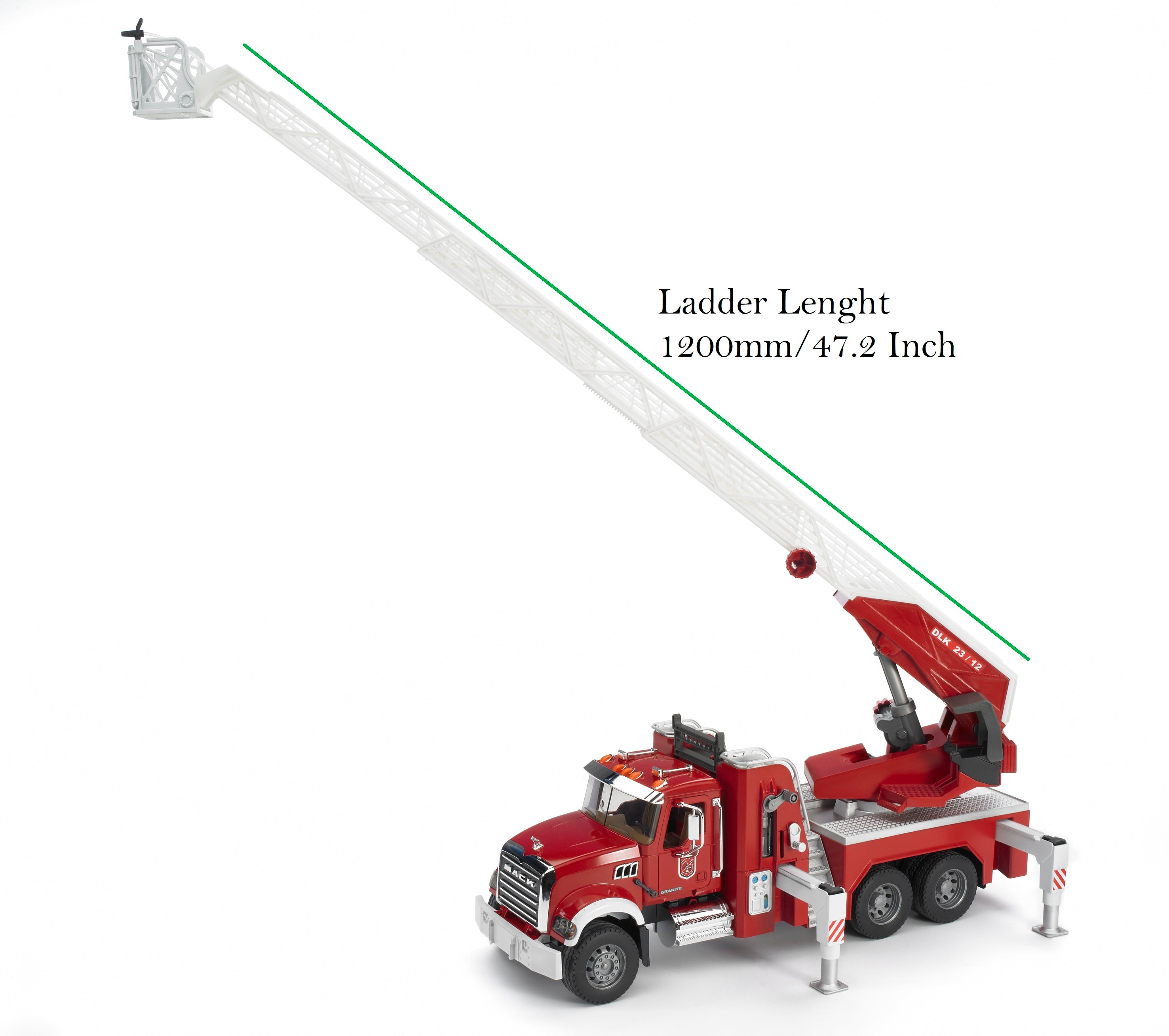 MACK Granite Fire engine with ladder, water pump and L – Bruder