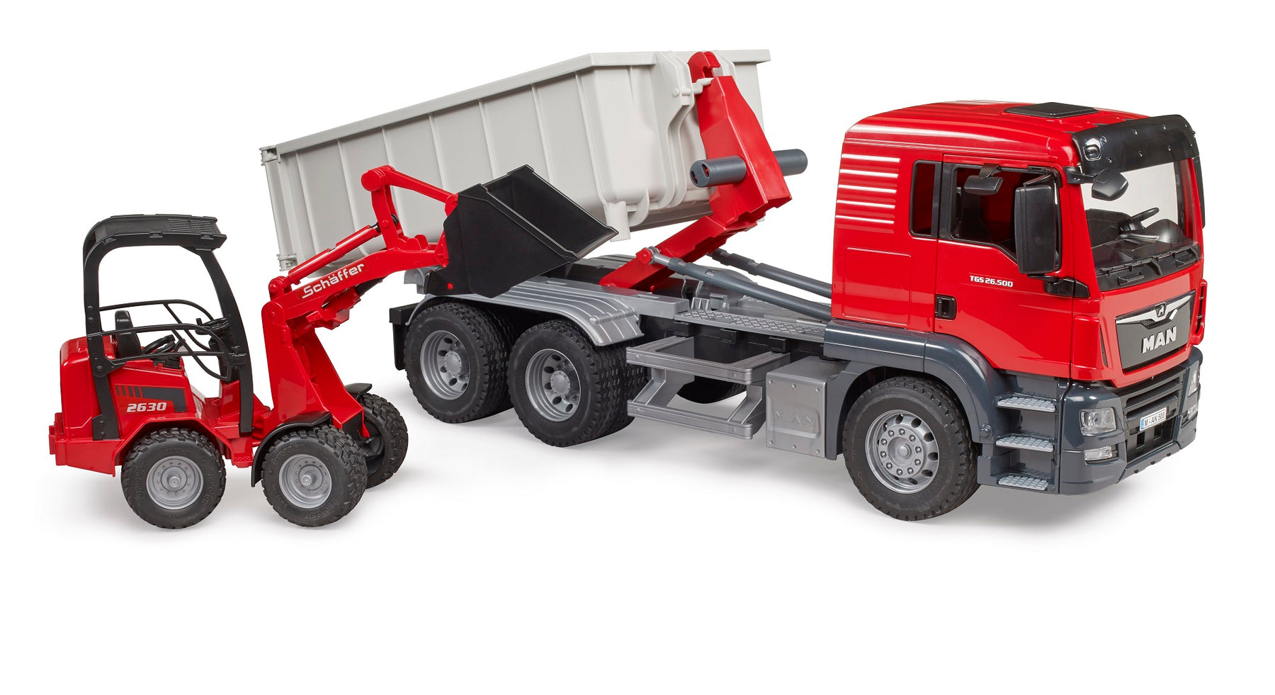 Bruder 03767 *NEW* MAN TGS Truck w/RollOffContainer & Compact Loader