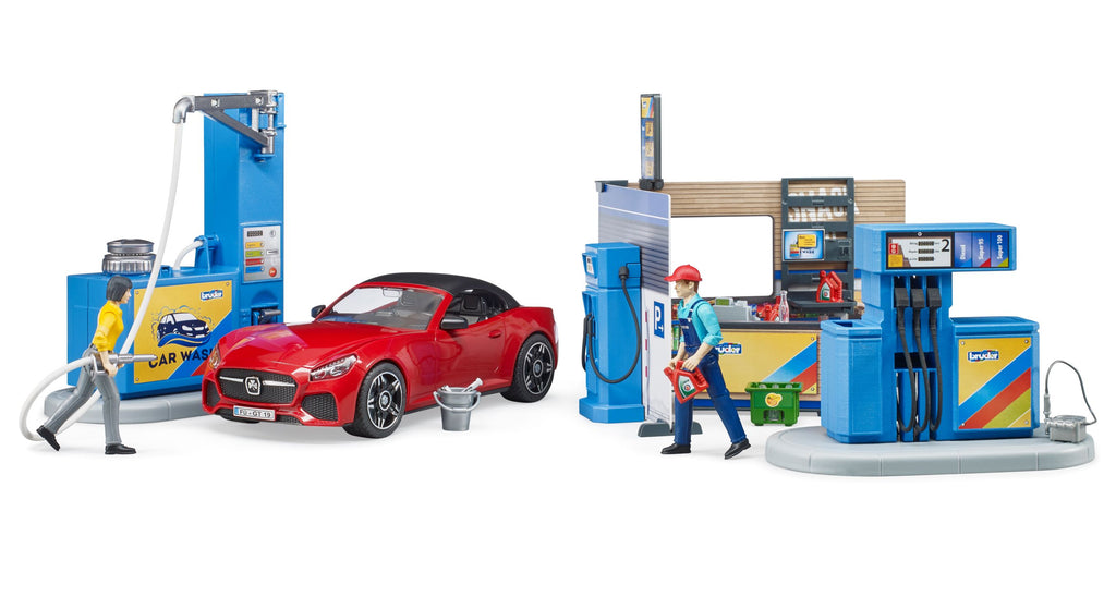 Bruder 62111 bworld Gas Station with Vehicle and Car Wash 24.12.8