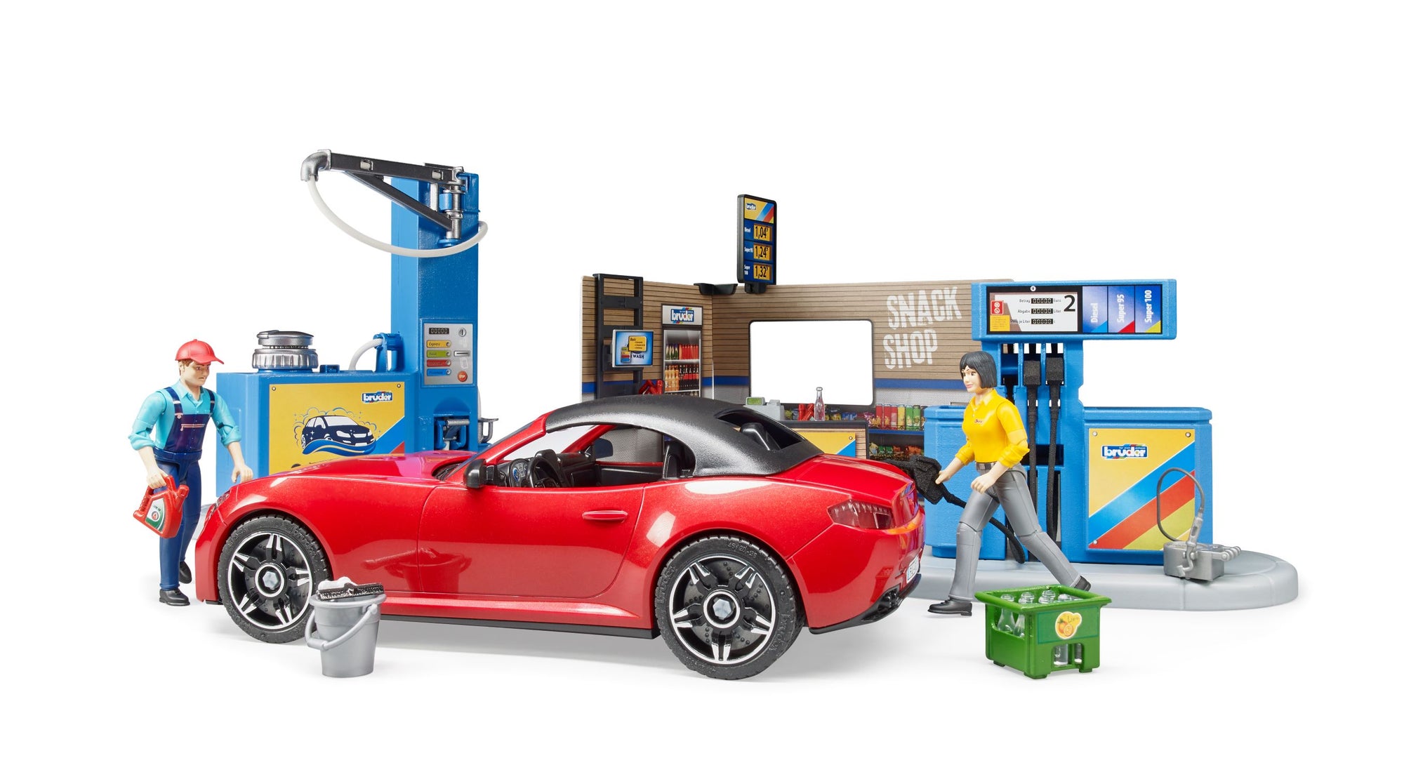 Bruder 62111 bworld Gas Station with Vehicle and Car Wash 24.12.8