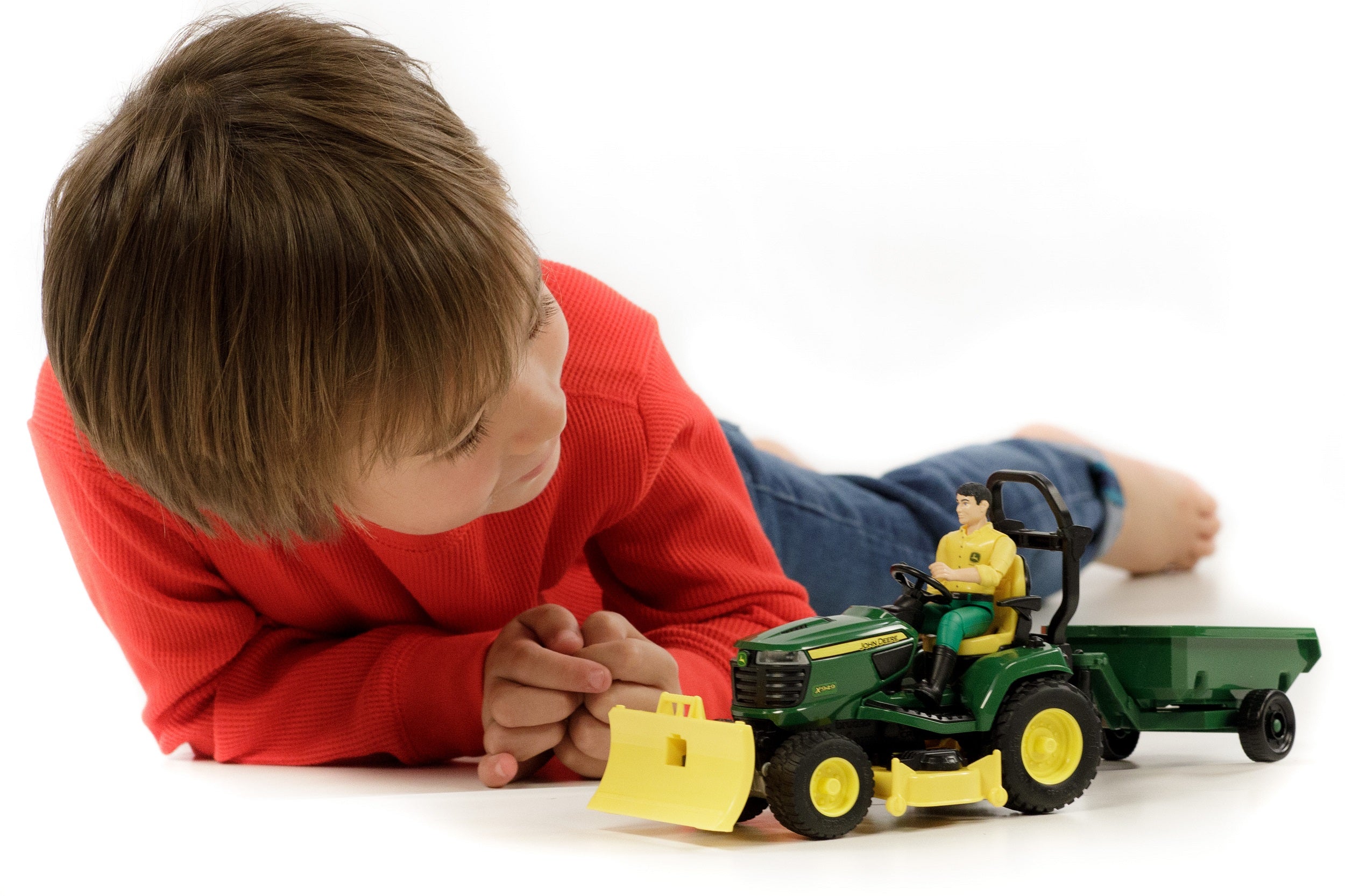 Bruder 09824 bworld John Deere Lawn Tractor with Trailer and