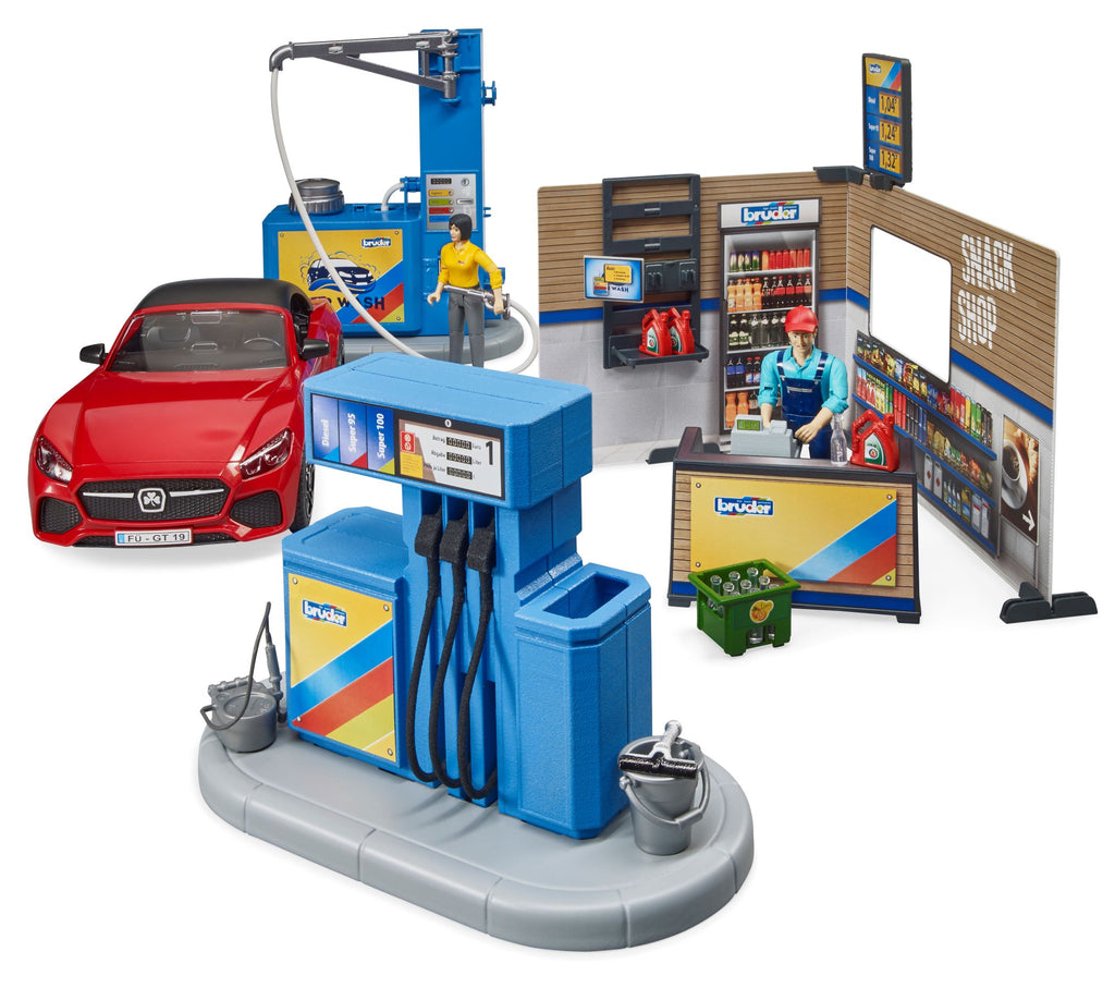 Bruder 62111 bworld Gas Station with Vehicle and Car Wash 24.12.8