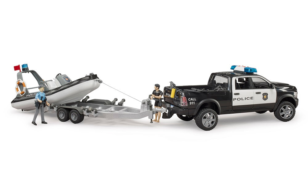 Bruder 02507 Ram 2500 Police Pickup, L+S Module, Trailer with Boat and 2 Figures 20.14.8
