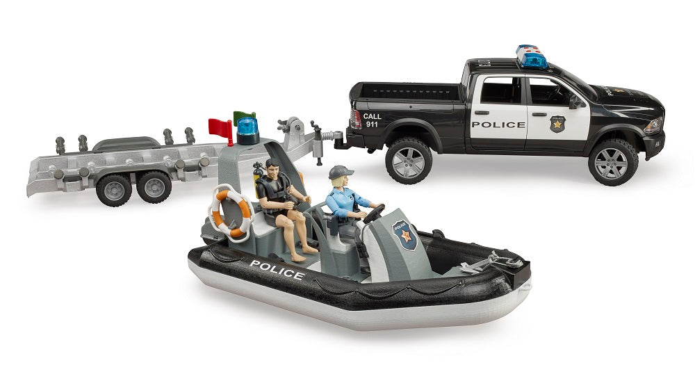 Bruder 02507 Ram 2500 Police Pickup, L+S Module, Trailer with Boat and 2 Figures 20.14.8
