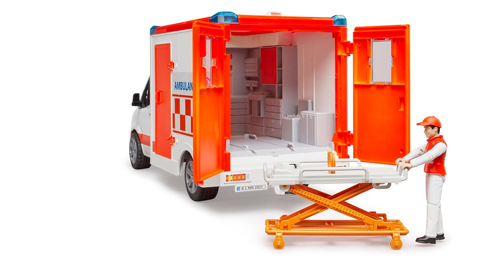 MB Sprinter Ambulance with driver and Light + Sound Mod – Bruder