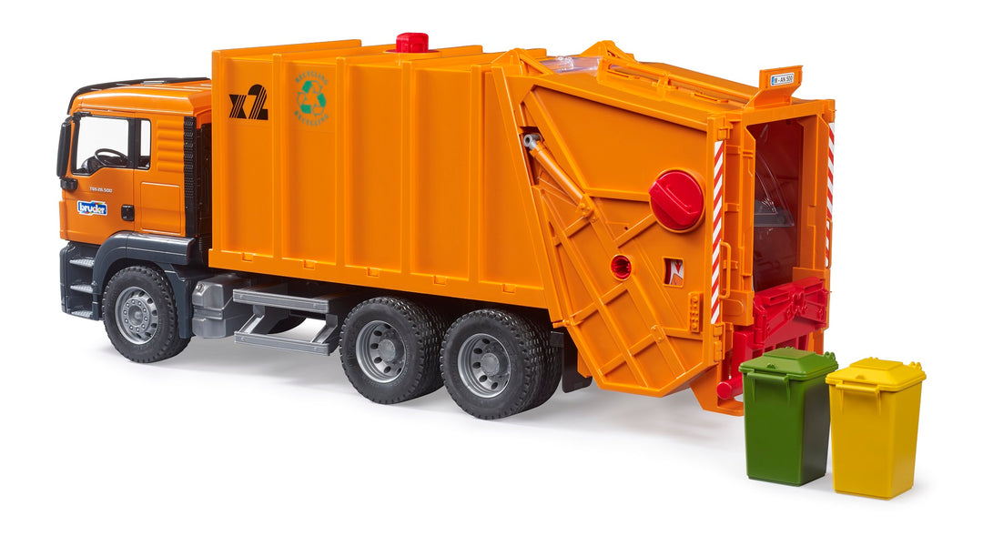 Driven orange garbage truck online