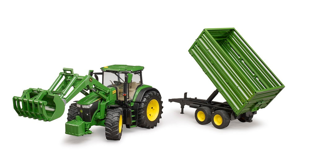 John Deere 7R 350 with frontloader and tandemaxle tipp – Bruder