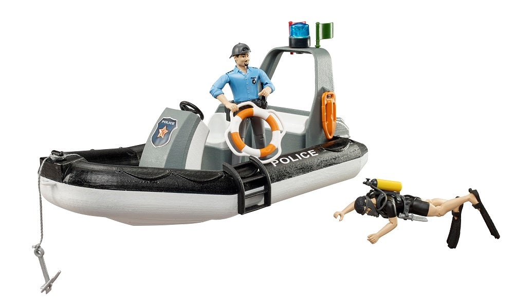 Bruder 62733 bworld Police Boat with Police Officer, Diver and Accessories 18.10.10