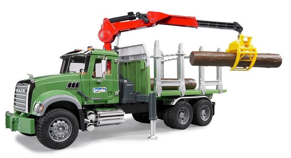 Bruder 02824 Mack Granite Timber Transport Truck with Loading Crane, Grapple and 3 Logs 28.12.10